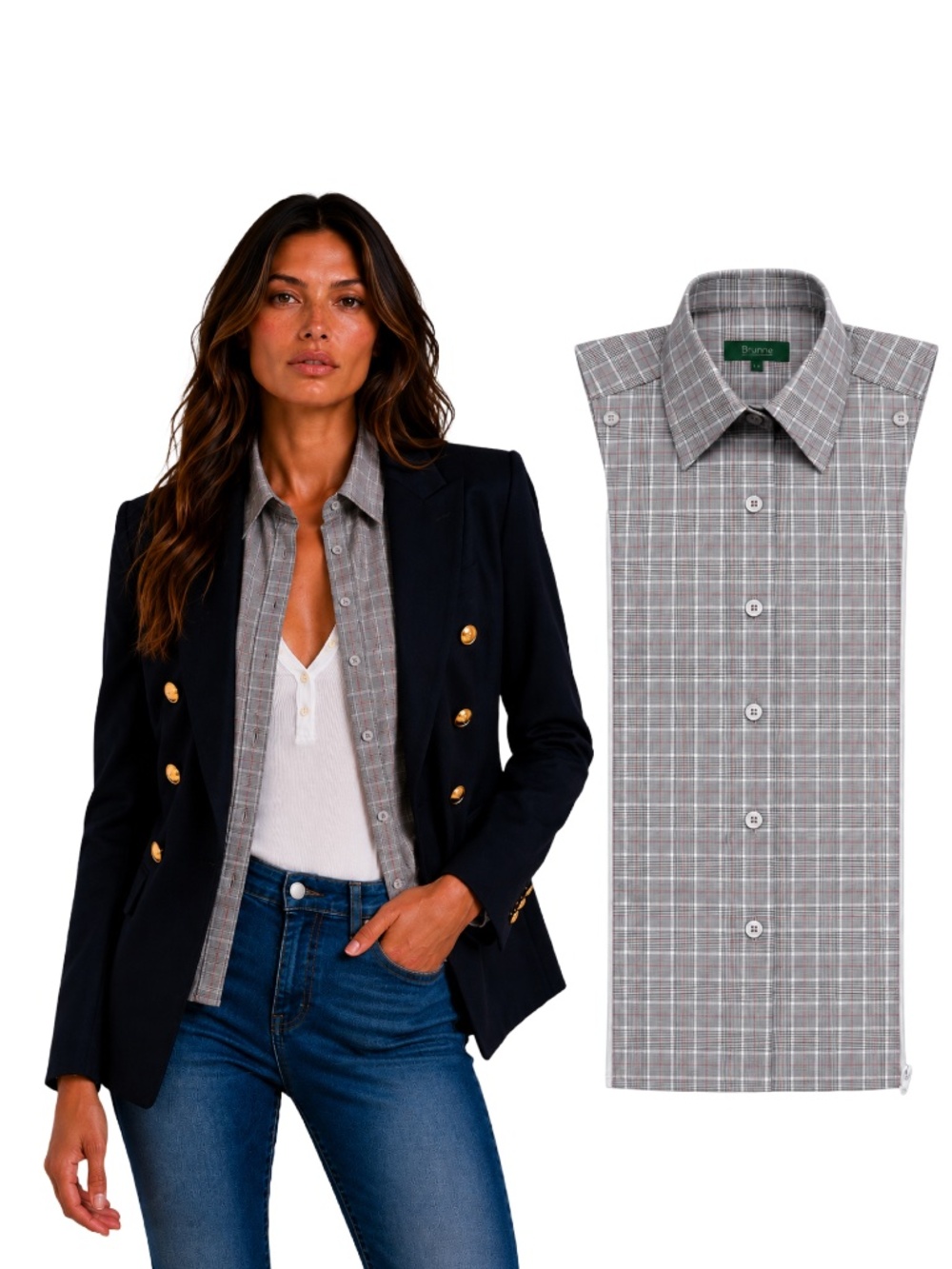 NWT BRUNNE Button Down Shirt Dickey Insert Compatible Veronica Beard 00-14